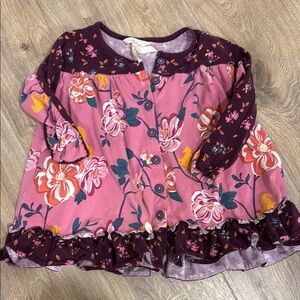 Floral Kids Shirt with Ruffle Trim